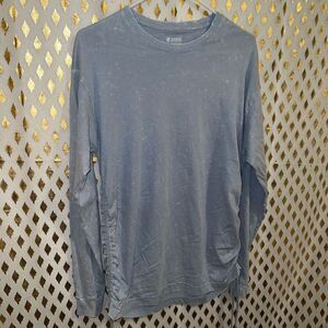 NWT Victoria’s Secret PINK ruched cinched long sleeve baby blue marble knit top